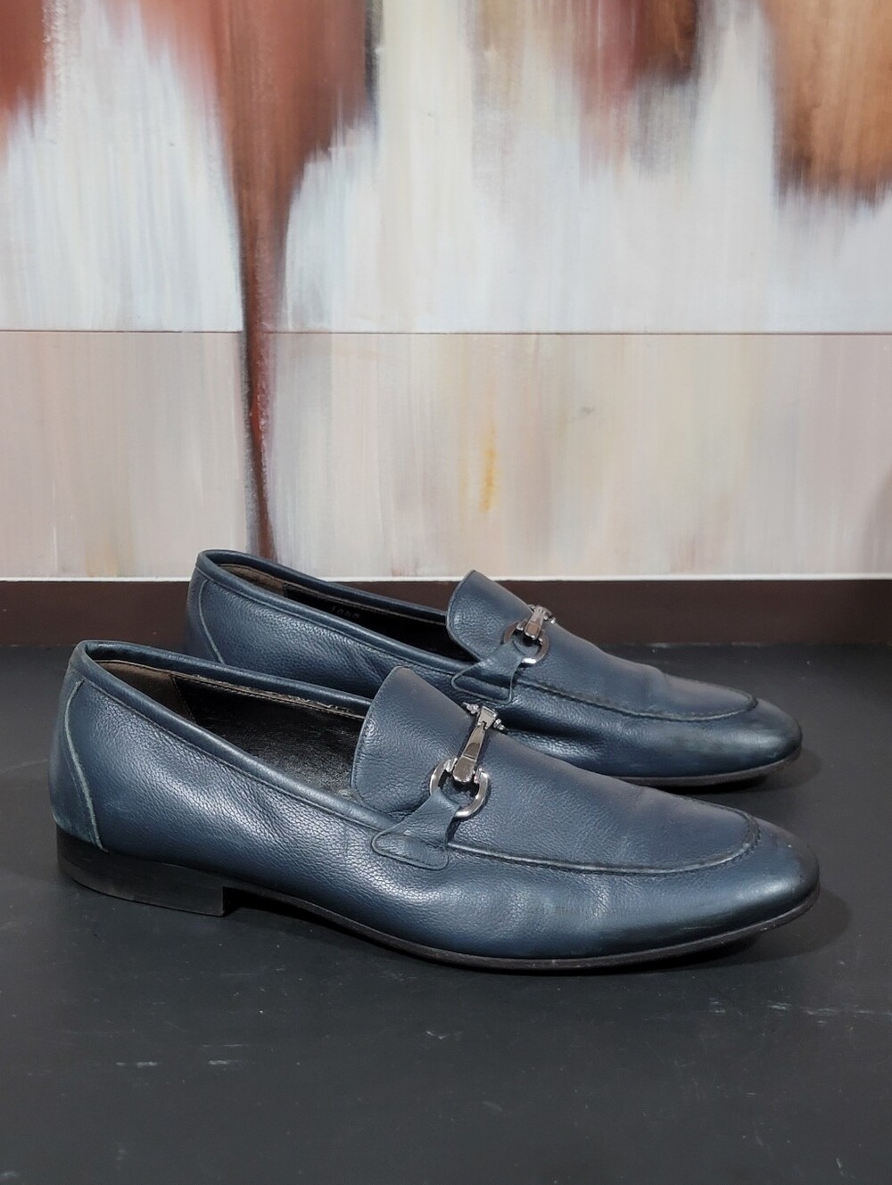 Monte Rosso Men's Size 10.5 Nappa Leather Loafer Navy Blue Made In Italy